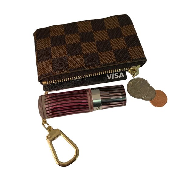 Pocket Coin Purse zipper Pouch Printed Mini Wallet, keychain clasp - Picture 3 of 10